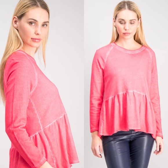 STYLE & CO $50 Bright Rose PEPLUM FLOUNCE Top NWT XS - Picture 2 of 16